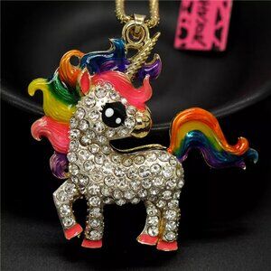 Betsey Johnson baby unicorn pendant and chain NEW